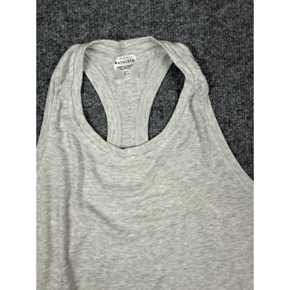 Athleta Ribbed Tank Gray Womens Medium Athletic High Neck Racerback Tank Top